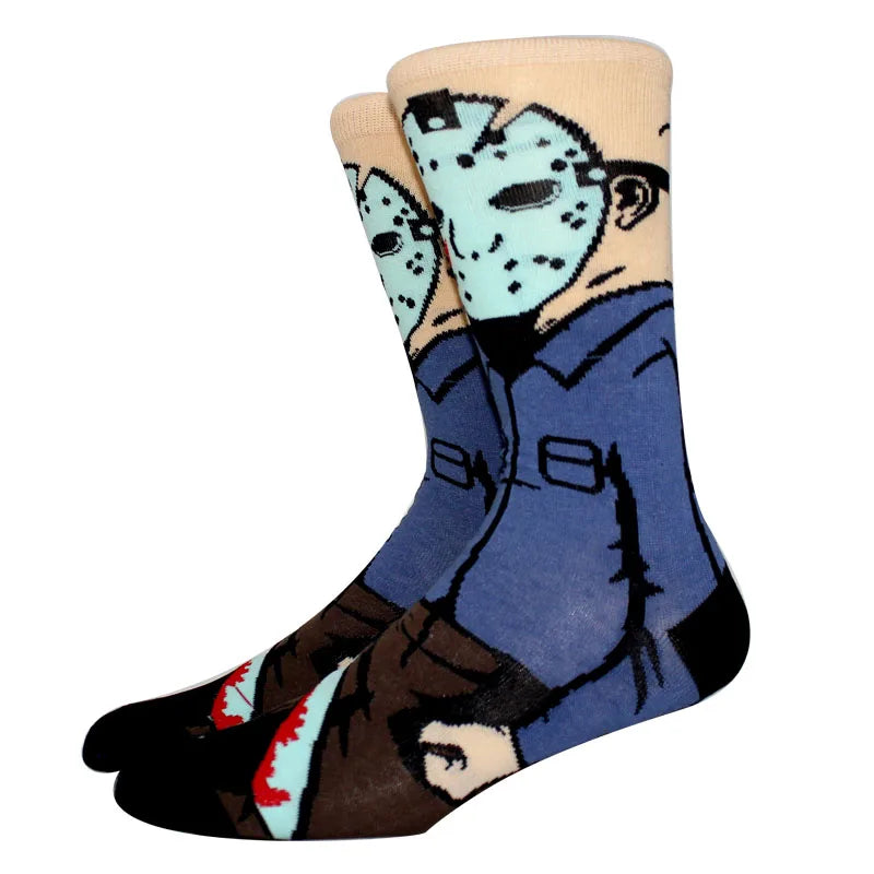 6 Pairs New Halloween Women Harajuku Socks Funny Skeleton Alien Men Socks Pumpkin Socks Monster Socks Bat Crew Socks Anime Sock