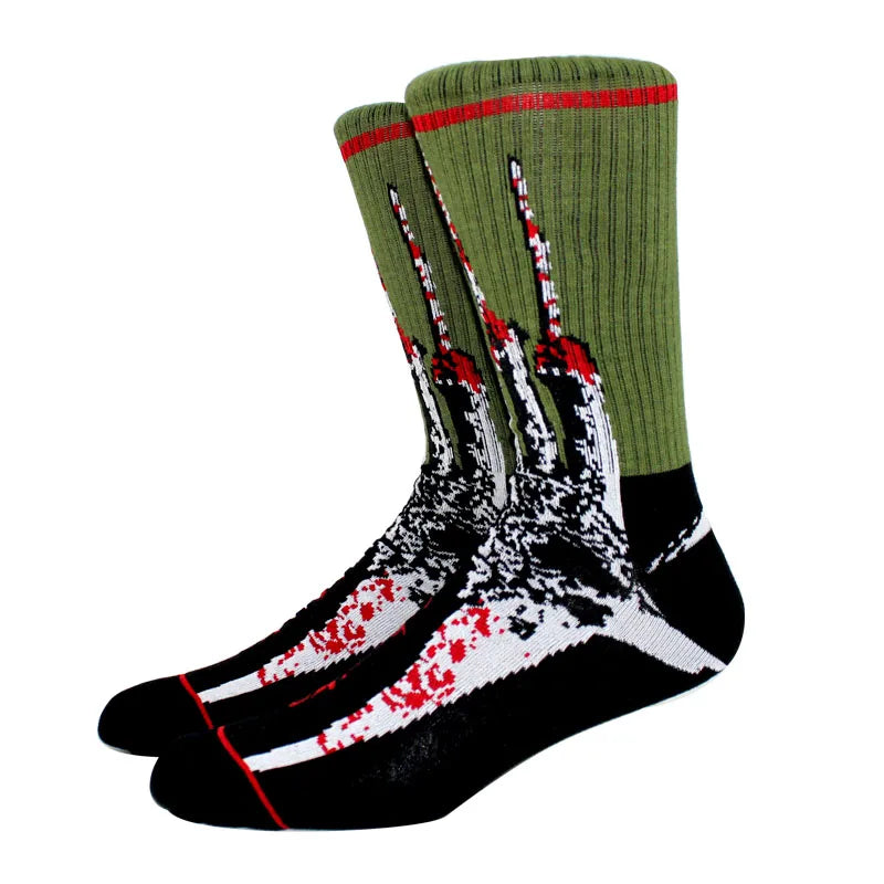 6 Pairs New Halloween Women Harajuku Socks Funny Skeleton Alien Men Socks Pumpkin Socks Monster Socks Bat Crew Socks Anime Sock